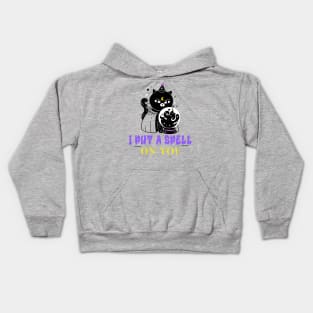 Witchy black cat with crystal ball-I put a spell on you Kids Hoodie